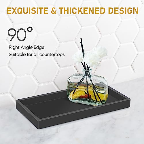 Silicone Bathroom Tray,Shatterproof Small Black Bathroom Tray,High-Grade Silicone Durable Vanity Trays for Bathroom Soap Dispenser Tray Toilet Tank Tray-7.8 * 3.9 in - color: Black, size: Small-7.8*3.9 in