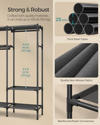 SONGMICS Clothes Rack,72 Inch Large Capacity Portable Closet, Heavy Duty Wardrobe Closet Organizer with Hanging Rails and Shelves, Total Load 330 lb, Easy Assembly, for Bedroom, Black URDR211B01 - size: 72"L x 17.7"W x 74.8"H