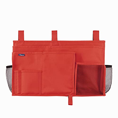 Surblue Caddy Hanging Organizer Bedside Storage Bag for Bunk and Hospital Beds, Red, L - color: Red, size: Large