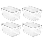 Vtopmart 4 Pack Clear Stackable Storage Bins with Lids, Large Plastic Containers with Handle for Pantry Organizer and Storage,Perfect for Kitchen,Fridge,Cabinet, Closet,Bathroom Organization - size: L( 11"L x 7.5"W x 6"H)