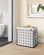 SONGMICS Laundry Hamper, 29 Gal. (110L) Laundry Basket, Collapsible Clothes Hamper, Removable and Washable Liner, Metal Wire Frame, for Bedroom Bathroom, Cream White ULCB111W01 - color: Cream White, size: 110 L