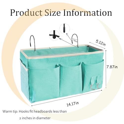 Bedside Caddy, Bedside Hanging Storage Organizer forBunk and Hospital Beds,College Dorm Bed，Can be Placed Glasses Books Mobile Phones(Green) - color: Green