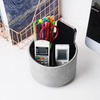 Hennaja Round Leather Art Supply Organizer,Remote Control Holder,360 Degree Spinning,Multi-Functional Pencil Holder,4 Compartments Desktop Stationary Organizer(1-Crazy Blue) - color: 1-Crazy Blue