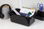 Storex Small Cubby Bins – Plastic Storage Containers for Classroom with Non-Snap Lid, 12.2 x 7.8 x 5.1 inches, Black, 5-Pack (62463U05C) - color: Black, style: Bin with Cover