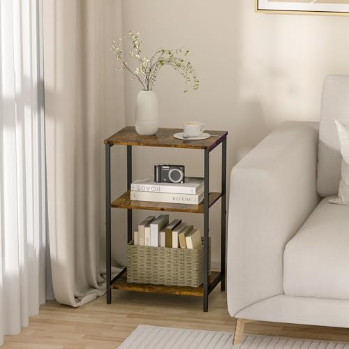 X-cosrack Side Table, Small End Table Record Player Stand with Storage, Vinyl Record Storage Night Stand for Living Room, Bedroom,Office(Patent Pending)(Rustic Brown and Classic Black) - color: Rustic Brown and Black