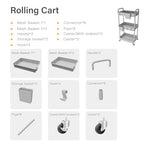 3 Tier Rolling Utility Cart with Handle,REBECAT Utility Cart Made of Multifunctional Storage Organizer Tool for Kitchen,Bathroom,Living Room,Office(Gray) - color: Gery