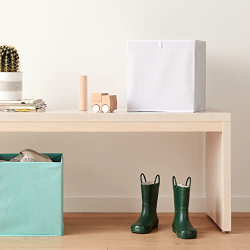 Amazon Basics Collapsible Closet Organizer Cube Storage Bins, Space-Saving Storage Baskets for Shelves, White, 10.5x10.5x11", 6-Pack - color: White, size: 10.5x10.5x11"