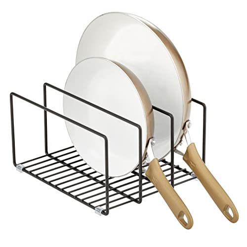 mDesign Metal Pan Organizer for Kitchen Cabinet, Counter, Pantry Shelf - 3 Slots for Baking Sheets, Muffin Pans, Cutting Boards, Frying Pans - Pan Organizer and Storage - Concerto Collection - Black - color: Black, size: 8.31 x 10.2 x 5.55