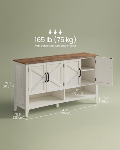 VASAGLE LIRY Collection - Shoe Cabinet, 3-Tier Storage Organizer, Shoe Shelf, Farmhouse Freestanding Cabinet, Height-Adjustable Shelf, 13.8 x 47.2 x 27.6 Inches, Rustic White ULBC039W01 - color: Rustic White, size: 13.8"D x 47.2"W x 27.6"H, style: 3-Tier