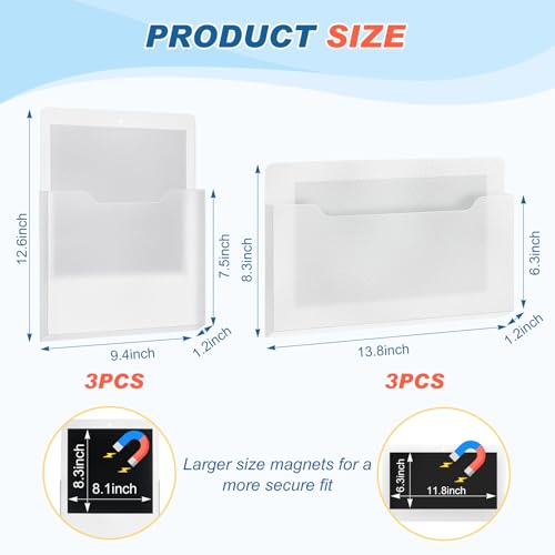 Fuutreo 6 Pcs Magnetic Wall File Organizer Magnetic Wall File Holder Refrigerator Magazine Holder for Mail Letters Paper(Clear,Horizontal & Vertical) - color: Clear, size: Horizontal & Vertical