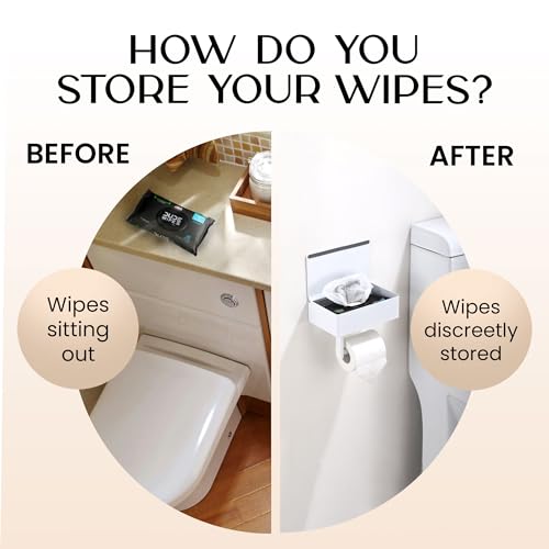 Day Moon™ - Toilet Paper Holder with Shelf - Modern Roll Holder for Bathroom - 1 Pack - Wall Mount - with Storage, White - color: White, size: Storage 1 Pack