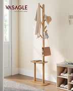 VASAGLE Coat Rack, Free Standing Coat Stand, Hall Coat Tree with 8 Hooks and Storage Shelf, 67.2 Inch Tall, for Coats, Hats, Bags, for Entryway, Hallway, Bedroom, Natural Beige URCR040N02 - color: Natural Beige, style: rectangular tray