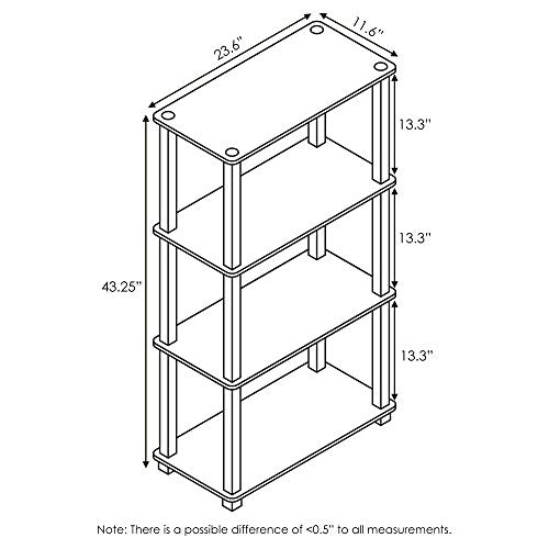 Furinno TURN-S-TUBE Storage Shelves, 4-Tier Book Shelf, Corner Shelf, Toolless Open Shelves, for Organization and Storage, Living Room, Garage, Home Office, Beech - color: Beech/White, size: 4-Tier Square Tube