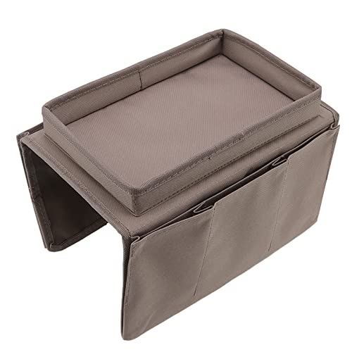 Sofa Tray Couch Arm Table Foldable Storage Holder with Large Tray and Side Pockets for Living Room Couch Organizer 600D Oxford Cloth (Coffee) - color: Coffee