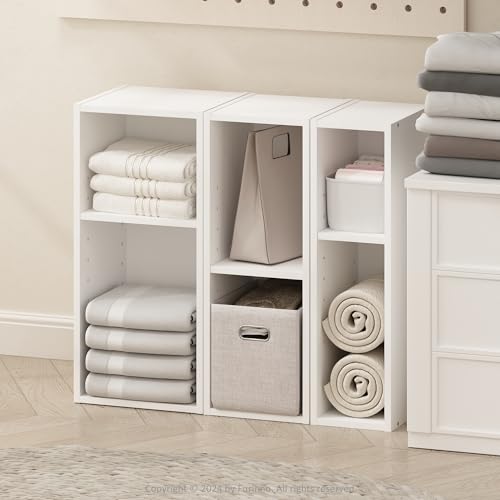 Furinno Reed 2-Tier Closet Organizers and Storage, Closet Organizer, Open Shelf Closet Storage, for Wardrobe, Bedroom, Living Room, 6-Inch Width, White - color: White, size: 2-Tier; 5.9" W