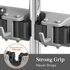 Lifewit Mop and Broom Holder Wall Mount, Anti-Slip Broom Hanger for Cleaning Supplies Organizer, Easy Install Tool Hanging Rack for Closet, Kitchen, Garage, 5 Slot 6 Hooks, Hold 30lbs, Gray, 1 Pack - color: Gray