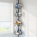 Corner Shower Caddy Tension Pole: Stainless Steel Rustproof 4-Tier Shower Organizer - 47-121 inch Adjustable Bathroom Shelves for Bathtub Shampoo Storage - Tension Rod Floor Standing Bath Rack - Black - style: A Style-Black