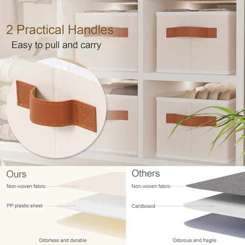 Storage Bin, Linen Foldable Clothes Basket, Storage Box Container with Double Handles for Bedroom, Beige, 15x 6 x 5 Inch, 1-Pack - color: Beige, size: 1-Pack