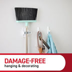 Command Closet Organization Essentials, 1 Broom Holder and 2 Utility Hooks, Damage-Free Hanging Household Cleaning Tool Organizer for Closet, Laundry Room, and Kitchen