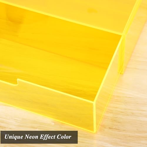 Gelite Acrylic Desk Organizer with Drawer for Makeup Vanity Stackable Desktop Storage Box for Office Supplies, 13.8 x 9.8 x 3.9’’, Neon Yellow - color: Neon Yellow