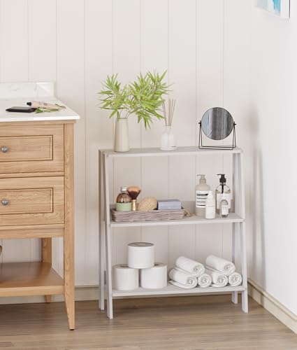 2 Tier Bathroom Ladder Shelf, Bathroom Ladder Shelves, Storage Organizer for Small Space, Freestanding Open Shelving Display Stand for Living Room Bedroom Kitchen, White - color: White, size: 2-Tier