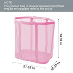 Mesh Bag with Handles, Collapsible Laundry Basket, Foldable Laundry Bag, Breathable Folding Beach Bag,Space-saving Travel Tote Bags (1, Pink) - color: Pink