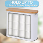 efluky Toilet Paper Storage, Toilet Paper Basket with Lid, Bathroom Organizer, Free Standing Holder Up to 9 Mega Rolls, White - color: White