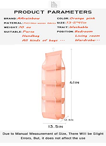 AARAINBOW 1 Pack Hanging Handbag Purse Organizer, Hand Bag Organizer Space Saving, 8 Pockets Wardrobe Organizer, Purse Holder for Closet, 46 L x 13.8W (B-Light Pink) - color: B-Light Pink
