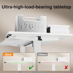 Veken 47.2"×27.6" Home Office Standing Desk with Monitor Riser, Adjustable Computer Desk with Drawers, Ergonomic Desk for Work, Study, Gaming, Crafting, White - color: White