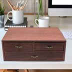 Wood Desktop Organizer Wooden Storage Cabinet with 3 Drawers Tabletop Counter Jewelry Storage Small Organization Box for Home Office Supplies (13 * 9 * 6in)