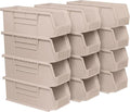 Akro-Mils 30224 AkroBins Plastic Storage Bins, Space-Saving Stackable Bins for Garage, Pantry, Craft Organization, 11" L x 4" W x 4" H, Stone, 12-Pack - color: Stone