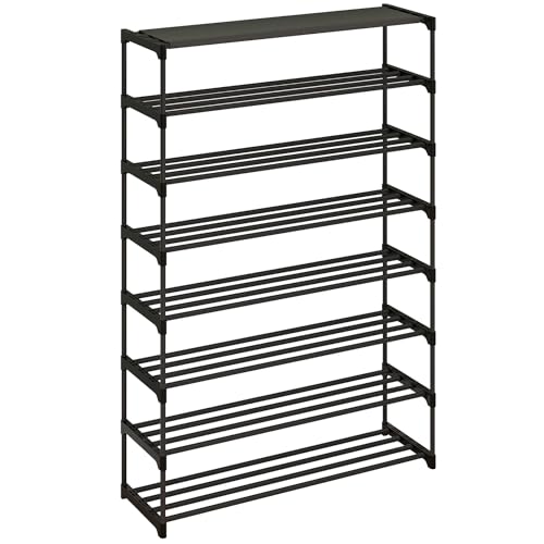 Calmootey 8-Tier Shoe Rack, Tall Large Capacity 40 Pairs Shoes Storage Organizer, Stackable Wide Shoe Shelf for Entryway, Hallway, Black - size: 8-Tier