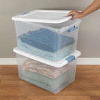 Sterilite 18-Pack Latching Box, Under Bed Storage Bins with Lids, Clear Plastic, 64 Quart - Heavy-Duty Organizing Containers for Closet, Bathroom, and Office - size: 64 Quart, style: 18 Pack