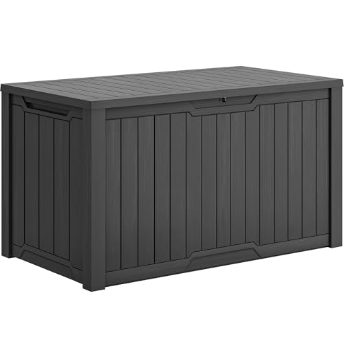 YITAHOME XXL 240 Gallon Large Outdoor Storage Deck Box for Patio Furniture, Outdoor Cushions, Garden Tools and Sports/Pools Equipment, Weather Resistant Resin, Lockable (Dark Gray) - color: Dark Gray, size: 240 Gallon, style: Deck Box