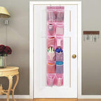 GOMAJI Over the Door 12 Pocket Hanging Shoe Organizer, Pink - color: Pink