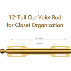FIRJOY 12" Valet Rod for Closet Pull Out (1 Pack, Brushed Gold) - color: Brushed Gold, size: 1 Pack