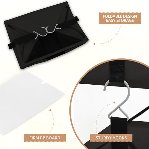 STORAGE MANIAC 2-Shelf Hanging Closet Organizer, Cloth Hanging Closet Shelf, Hanging Closets Baskets with Hooks for Dorm, Apt, Bedroom, College, Garment Rack, Wardrobe, Fabric with Mesh, Black - style: Black