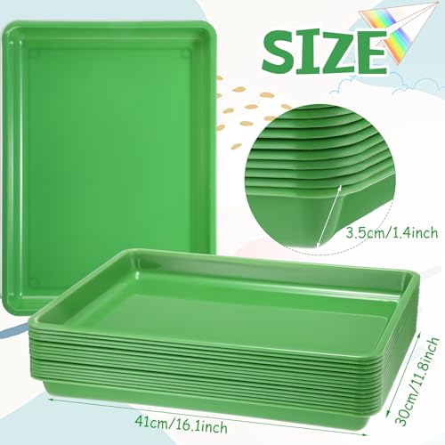 Hoteam 10 Pcs Flat Storage Organizer Tray Bin Paper Tray for Classroom Plastic Stackable File Organizer for School Office Teacher Book Organization(Green,16.14 x 11.81 x 1.38 Inch) - color: Green, size: 16.14 x 11.81 x 1.38 Inch