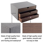 Cloth-effect Faux Leather Desk Organizer File Cabinet Executive Office Supplies Desktop Filing A4 Contract Document Stackable Storage Box with 3 Drawers (Grey) - color: Grey