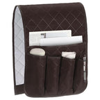 uxcell 1 Pcs Recliner Armchair Caddy, Couch Armrest Organizer with 5 Pockets for Bedside Sofa Remote Control Holders Magazine Phone Book Glasses (Brown, 35"x13") - color: Brown