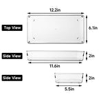 5 Pack Clear Plastic Drawer Organizer Tray Cutlery Utensil Makeups Drawer Silverware Organizers 12" X 6" - size: 5 Pack 12"x6" Clear Plastic