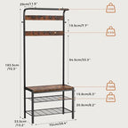 DUMOS Hall Tree with Shoe Bench and Coat Rack, Entryway Bench with Shoe Storage and Hooks, 4-in-1 Coat and Shoe Rack for Entryway, Mudroom Storage Organizer with Shelves, Rustic Brown