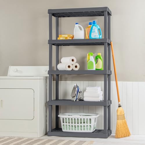 Sterilite 4-Pack 5 Shelf Unit, Heavy-Duty Shelving Storage Rack for Home and Garage, Gray - Multipurpose Plastic Organizer Shelves for Smart Organization - size: 5 Shelf, style: 4 Pack