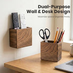 Remote Holder Hole-Free, Self-Adhesive Storage Wooden Box, Wall Mounted or Desk Mounted Container - size: Small