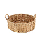 Round Water Hyacinth Storage Baskets for Organizing Round Wicker Basket with Double Handles-Wicker Baskets for Shelves