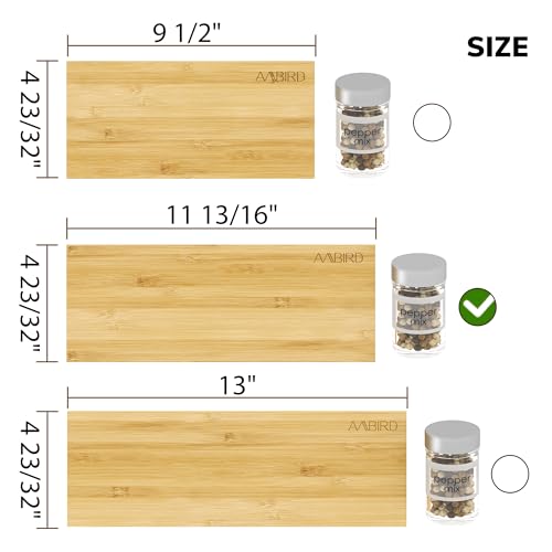 AMBIRD Bamboo Spice Drawer Organizer with Non-slip Mat,4 Tier - 2 Set Jar Spice Rack Tray From 12''to 24'',Hold up 48 Jars Seasoning Organizer for Kitchen,Cabinet,Drawers,Countertop - size: 8 Pcs x 11.8'' W, style: Natural