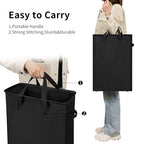 ZERO JET LAG Slim Laundry Hamper With Handles Collapsible Laundry Basket Thin Dirty Clothes Basket Narrow Laundry Bag Foldable Dirty Clothes Hamper 45L (24 inches,Black) - color: Black- With Handles
