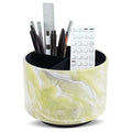 Round Leather Art Supply Organizer,Remote Control Holder,360-degree Rotating Pen Organizer with 4 Compartments(1-Marble Geen) - color: 1-Marble Geen