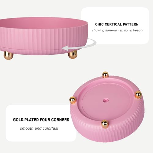Anyoifax Makeup Perfume Organizer Tray 360 Degree Rotating Lazy Susan Skincare Lotion Organizer Spinning Cosmetics Storage for Dresser, Vanity, Bathroom Countertop, Small Pink - color: Pink, size: 9 "