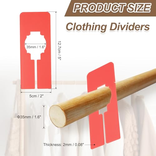 PATIKIL 16 Pcs Rectangle Clothes Dividers, 5 Inch Blank Clothing Rack Divider Sorting Clothes Size Reusable Wardrobe Hanger Separator with Pen, Red - color: Red